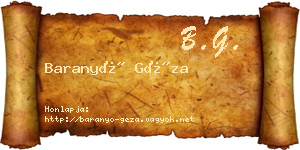 Baranyó Géza névjegykártya
