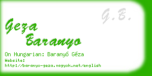 geza baranyo business card