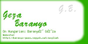 geza baranyo business card